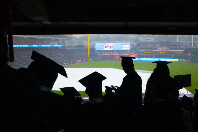 Graduates in silhouette