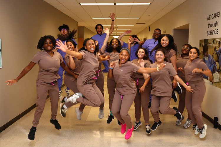 High school students jump for joy
