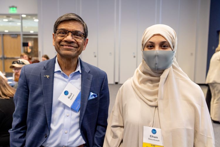 GAF recipient with Chancellor Agrawal and gaf reception